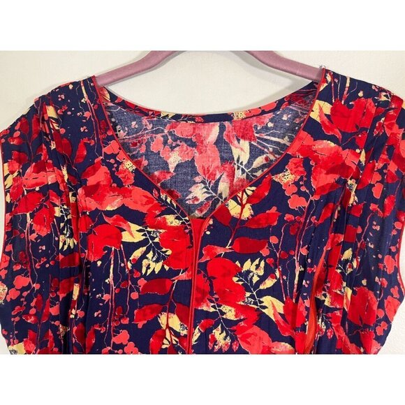 Dress M Red Floral l Maxi Retro Y2K Boho Western Preppy Classic Feminine Flowy - Picture 7 of 15